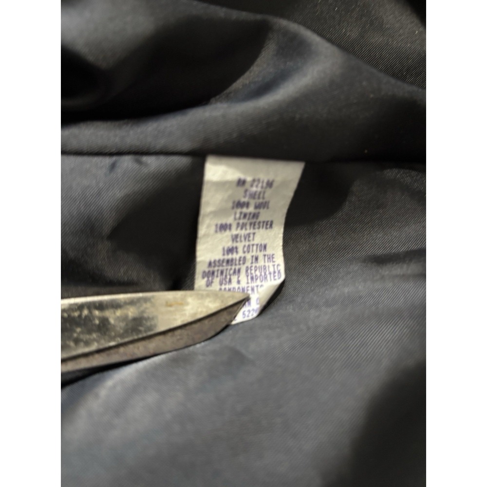 VTG Herman Kay Wool Full Length Coat Trench Black Velvet Trim Button 12 - Picture 5 of 8